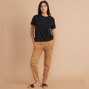 Marine Layer Black and Tan Straight Leg Pants Allison pant cheetah